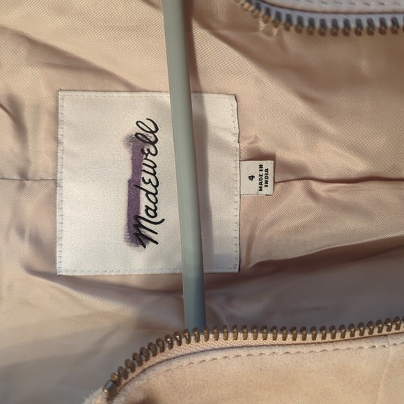 Madewell Shrunken Zip-Front Jacket in Suede Light Sand Size 4 NWOT Madewell - Picture 7 of 10
